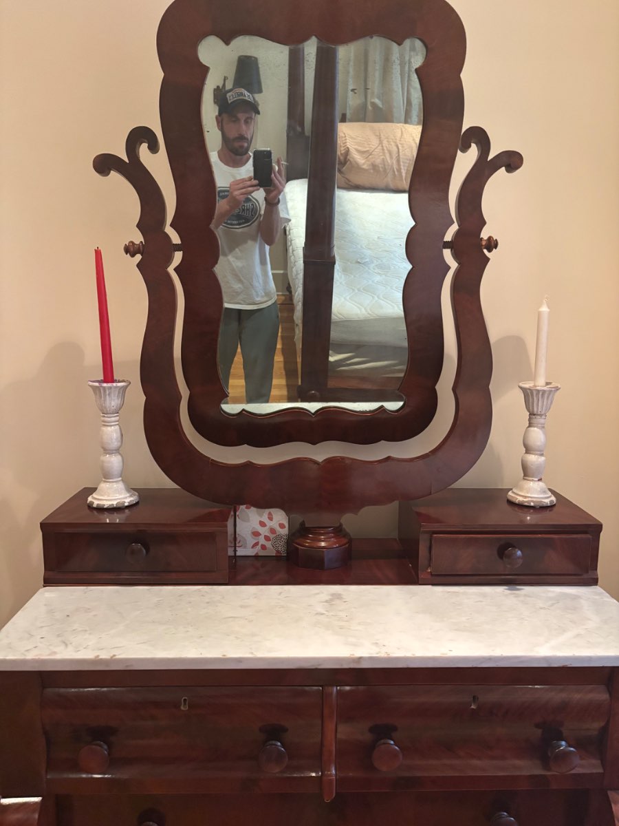 Vintage Antique Wooden Dresser with Mirror — Solid Wood Bedroom Furniture, San Francisco CA