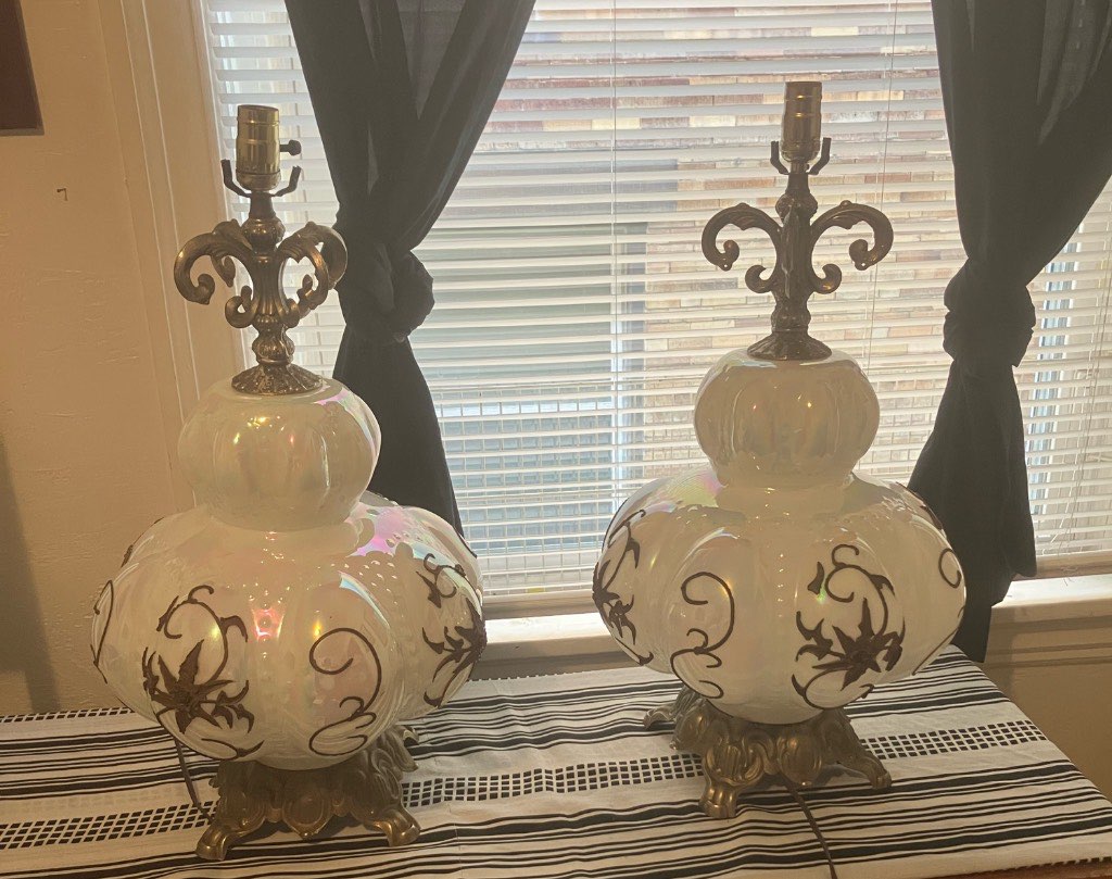 Pair antique lamps 1949