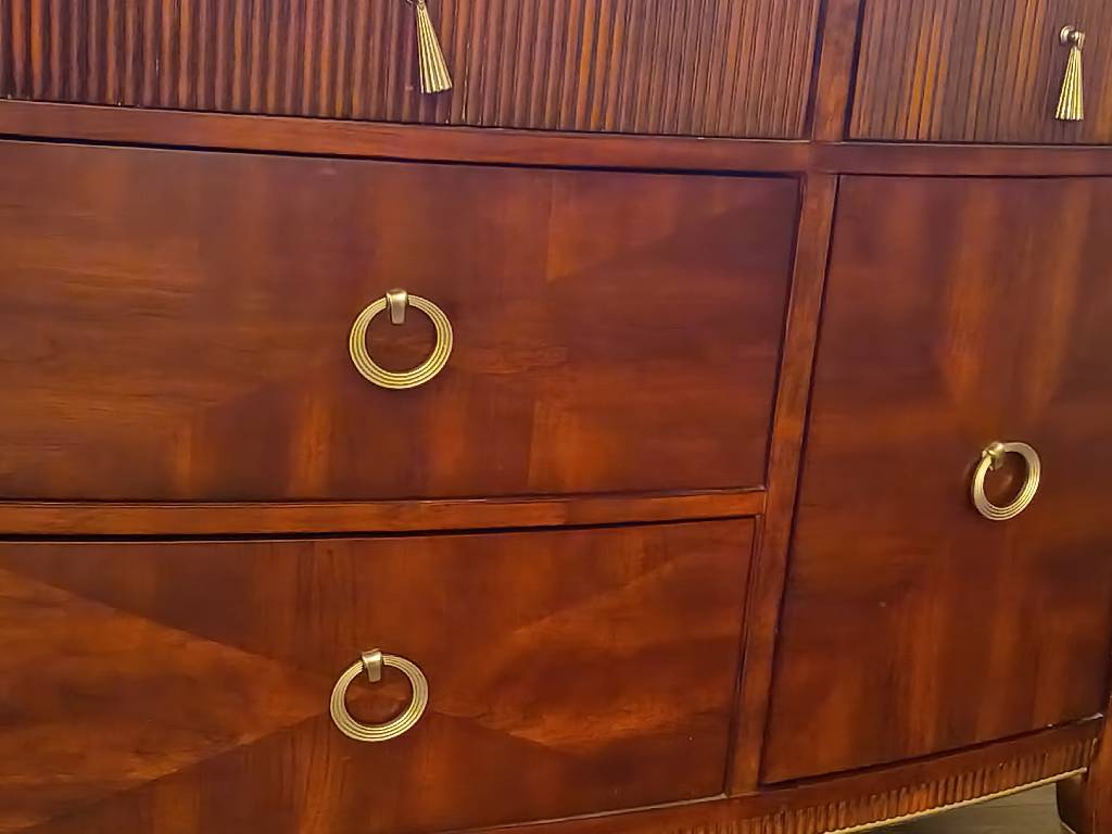 Antique Cherry Wood Dresser — Early 1900s Heirloom with Velvet Drawer Inlay & Double Cubbies