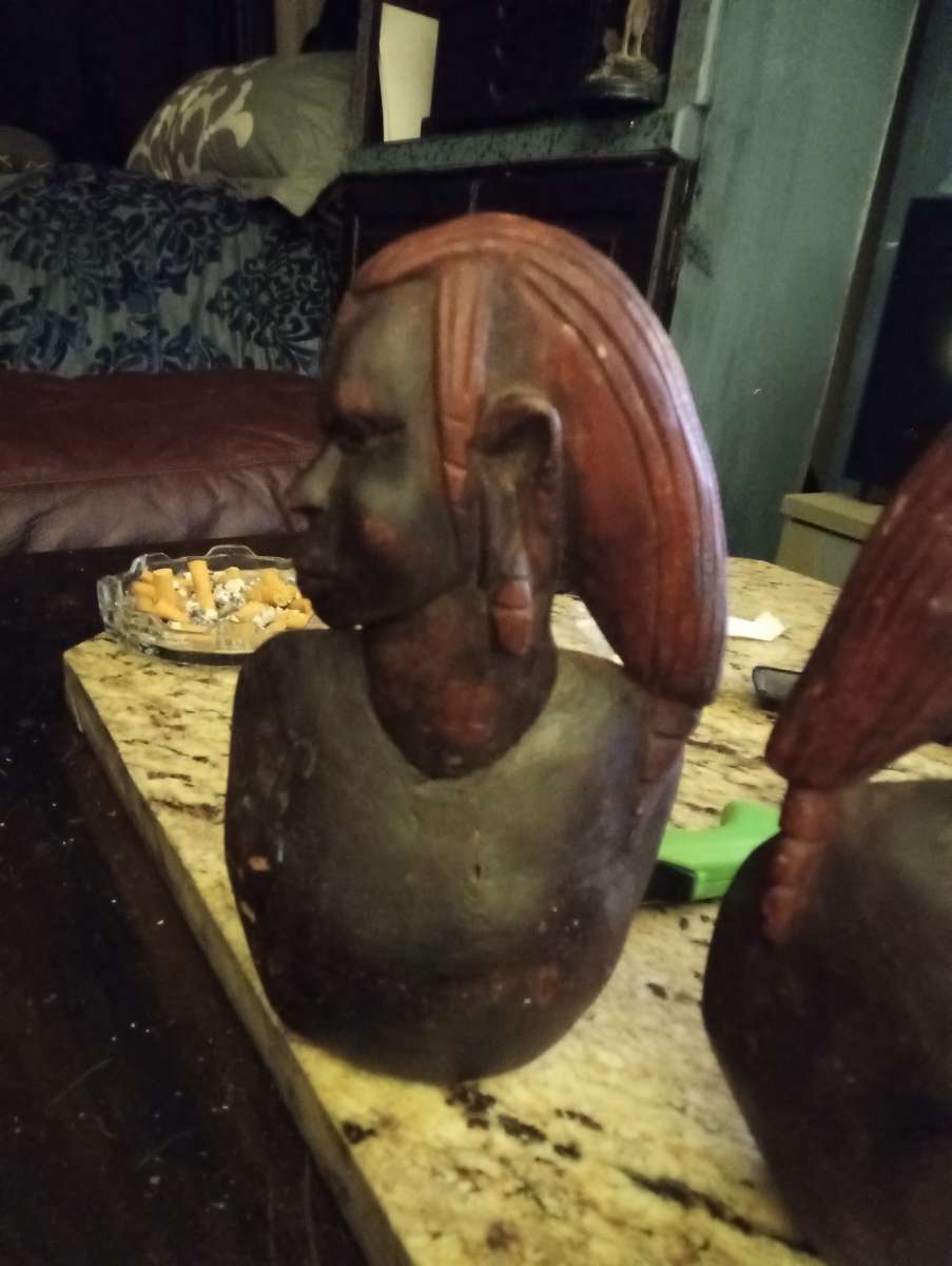 Set of Three African-Style Carved Wooden Busts
