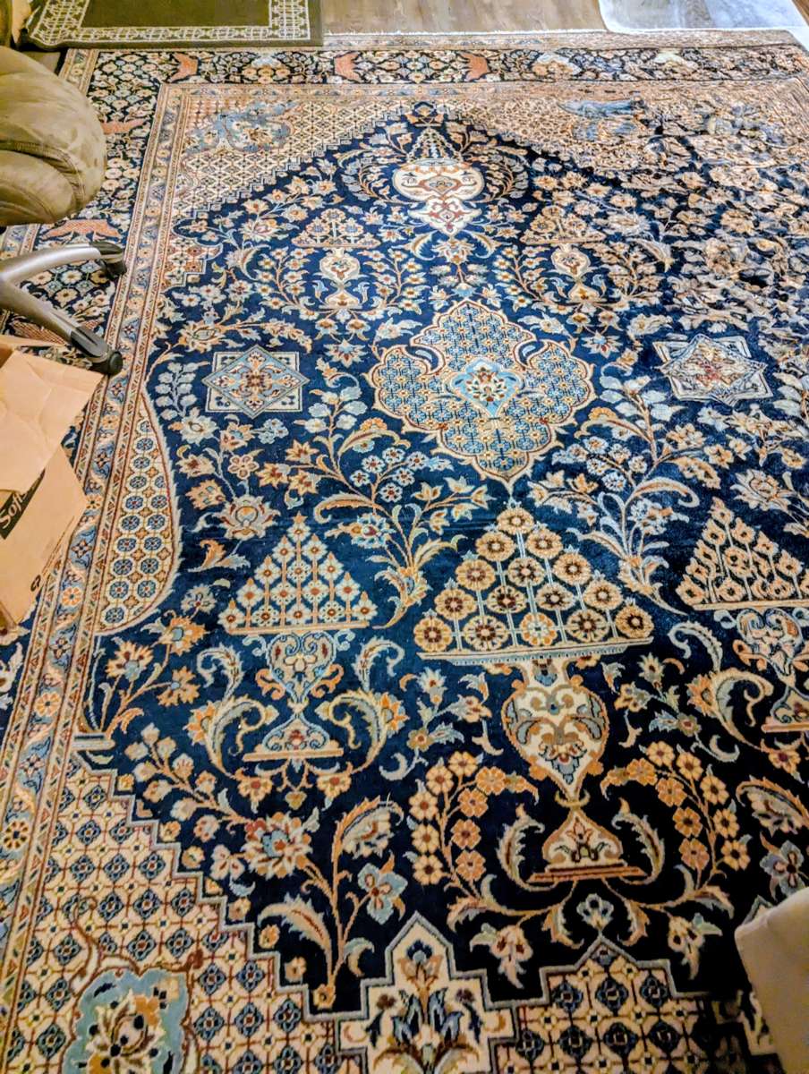 Vintage 1960's Kashan Persian Rug, 12.5 x 8.3 ft