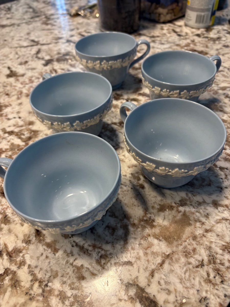 Set of Five Wedgwood Queensware Teacups