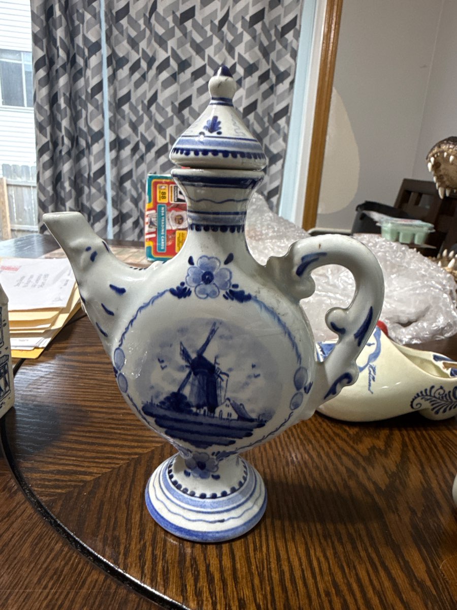 Delft-Style Ceramic Liquor Decanter