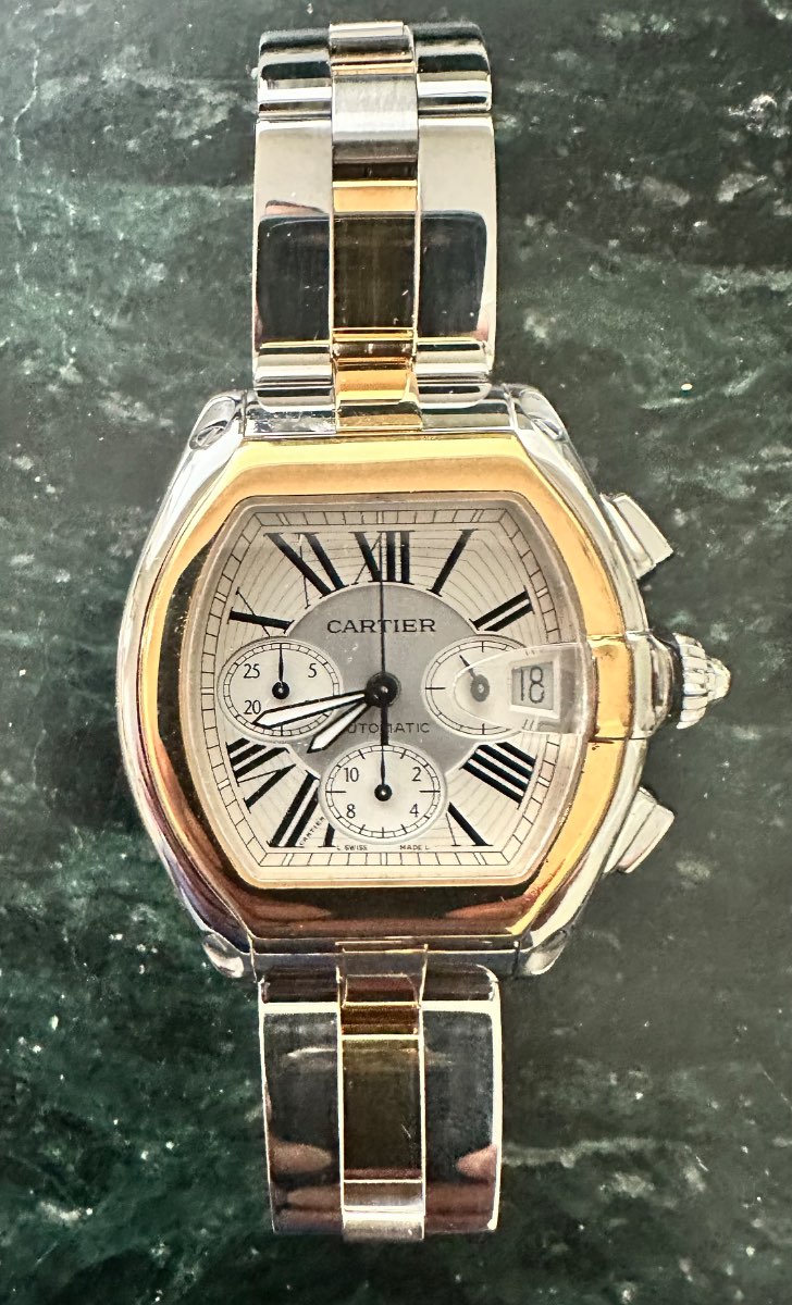 Vintage Cartier Roadster Chronograph — Two-Tone 18K Gold & Stainless Steel Automatic Watch