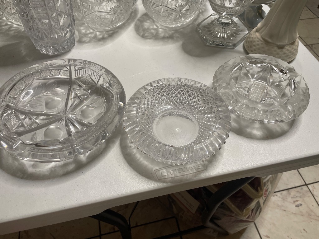 3 Lead Crystal Ashtrays